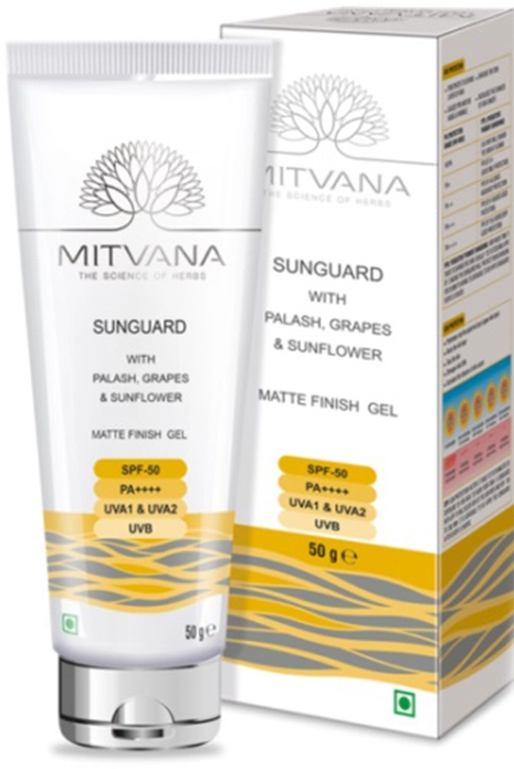 Сонцезахисний гель для обличчя з матовим фінішом - Mitvana Sunguard SPF 50 Matte Finish Gel, 50 мл - фото N1