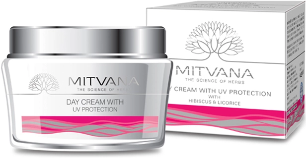 Крем для обличчя денний з УФ захистом - Mitvana Day Cream With UV Protection with Hibiscus & Licorice, 50 мл - фото N1