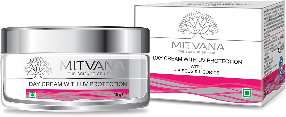 Крем для обличчя денний з УФ захистом - Mitvana Day Cream With UV Protection with Hibiscus & Licorice, 10 мл - фото N1