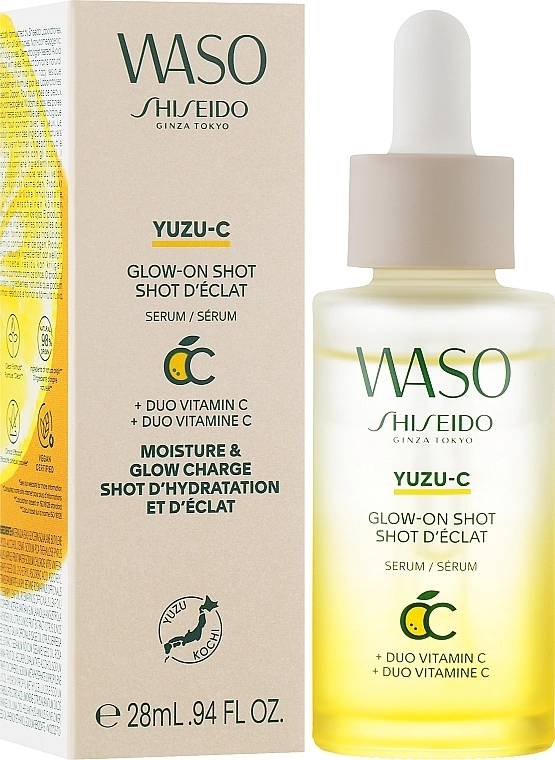 Двофазна сироватка для обличчя - Shiseido Waso Yuzu-C Glow-On Shot, 28 мл - фото N2