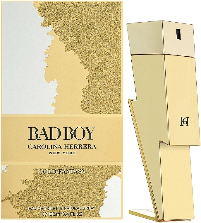 Туалетна вода чоловіча - Carolina Herrera Bad Boy Gold Fantasy, 100 мл - фото N2