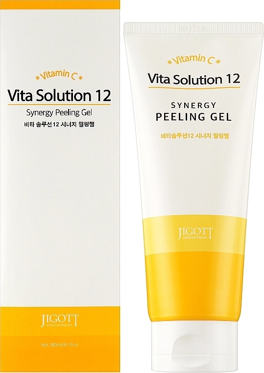 Пілінг-гель для обличчя з вітаміном С та муцином равлика - Jigott Vita Solution 12 Synergy Peeling Gel, 180 мл - фото N2