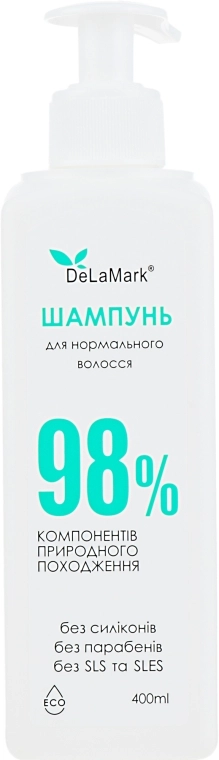 Delamark Шампунь для нормального волосся 98% компонентів природного походження, 400 мл - фото N1