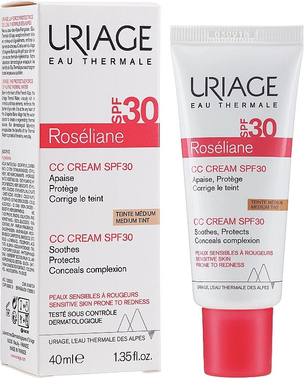 Uriage Корректирующий СС-крем Roseliane CC Cream SPF 30, 40 мл - фото N2