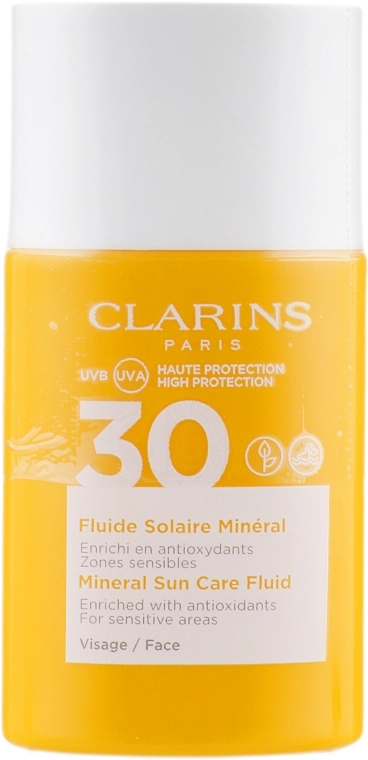 Солнцезащитный флюид для лица - Clarins Fluide Solaire Mineral Visage SPF 30, 30 мл - фото N2