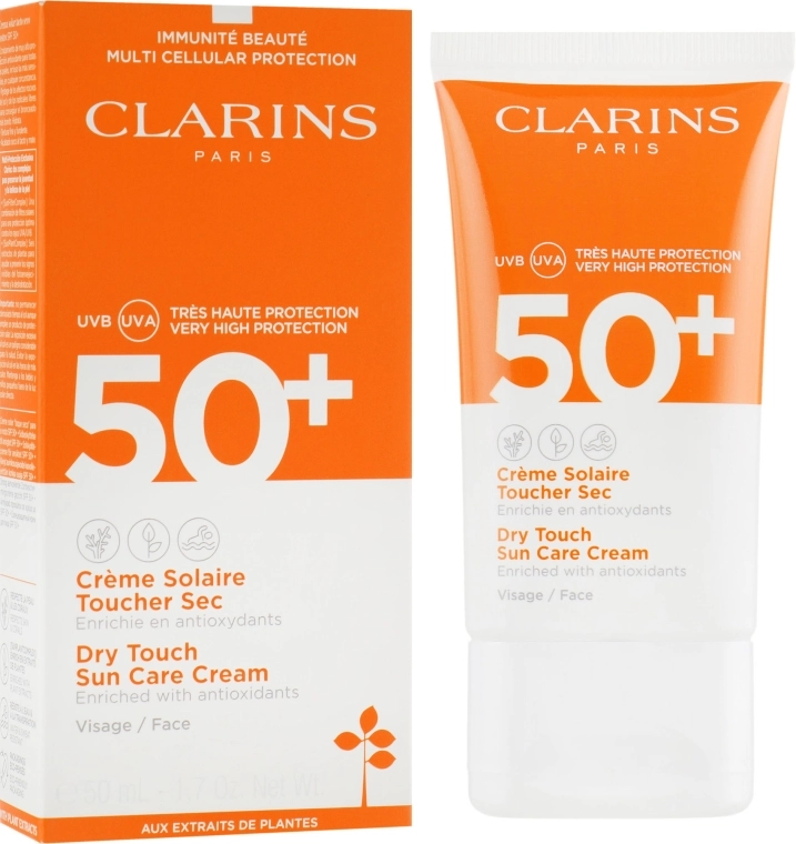 Сонцезахисний крем для обличчя - Clarins Sun Care Dry Touch Face Cream SPF 50+, 50 мл - фото N1