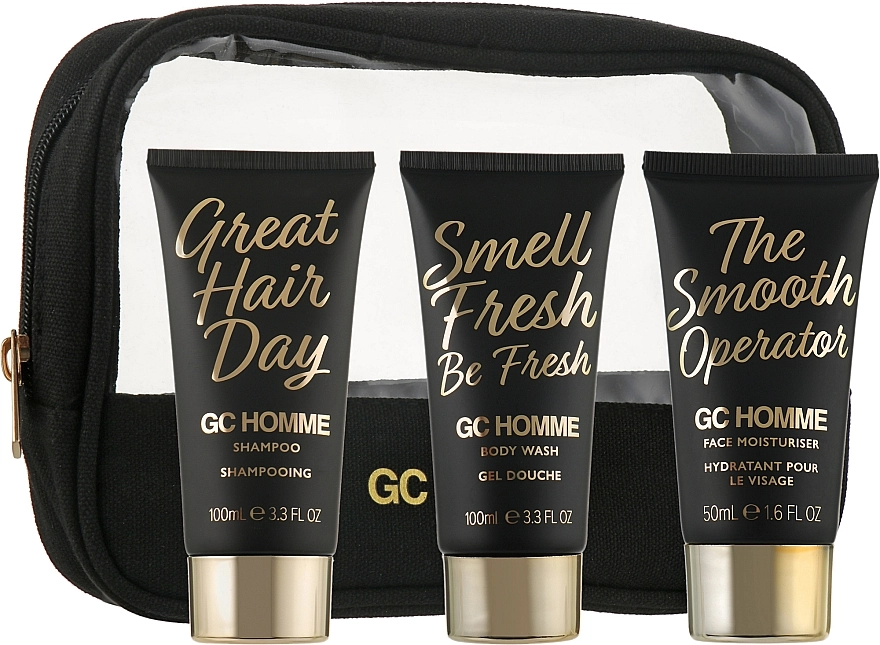 Набір GC Homme Energise (cr/50ml + sh/gel/100ml + shm/50ml + bag/1pc) - Grace Cole GC Homme Energise, Крем для обличчя 50 мл + Гель для душу 50 мл + Шампунь 50 мл + косметичка - фото N3