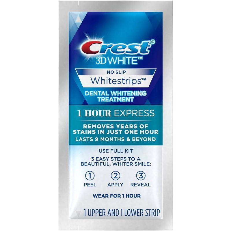 Відбілювальні смужки для зубів - Crest 3D White Whitestrips 1 Hour Express, 1 пара, 2 шт - фото N1