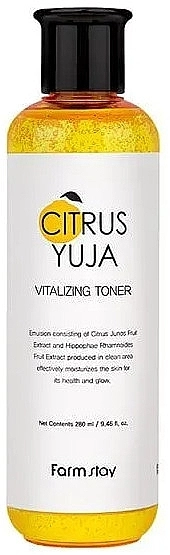 Тонер з екстрактом юдзу - FarmStay Citrus Yuja Vitalizing Toner, 280 мл - фото N1