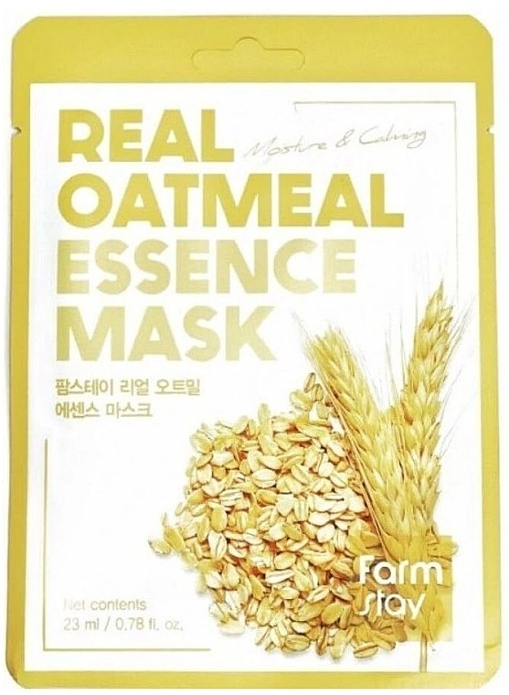 Тканинна маска для обличчя з екстрактом вівса - FarmStay Real Oatmeal Essence Mask, 23 мл, 1 шт - фото N1