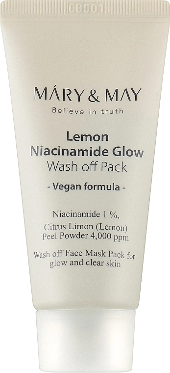 Очищающая маска для выравнивания тона кожи с ниацинамидом - Mary & May Lemon Niacinamide Glow Wash Off Pack, 30 г - фото N1