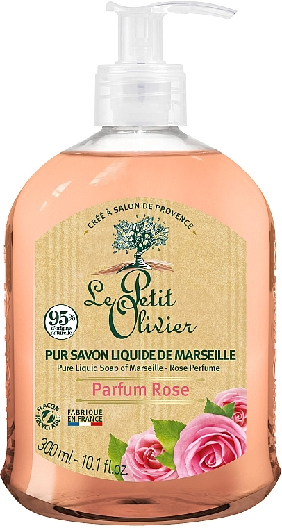 Рідке мило Троянда, 300 мл - Le Petit Olivier Pure liquid soap of Marseille Rose, 300 мл - фото N1