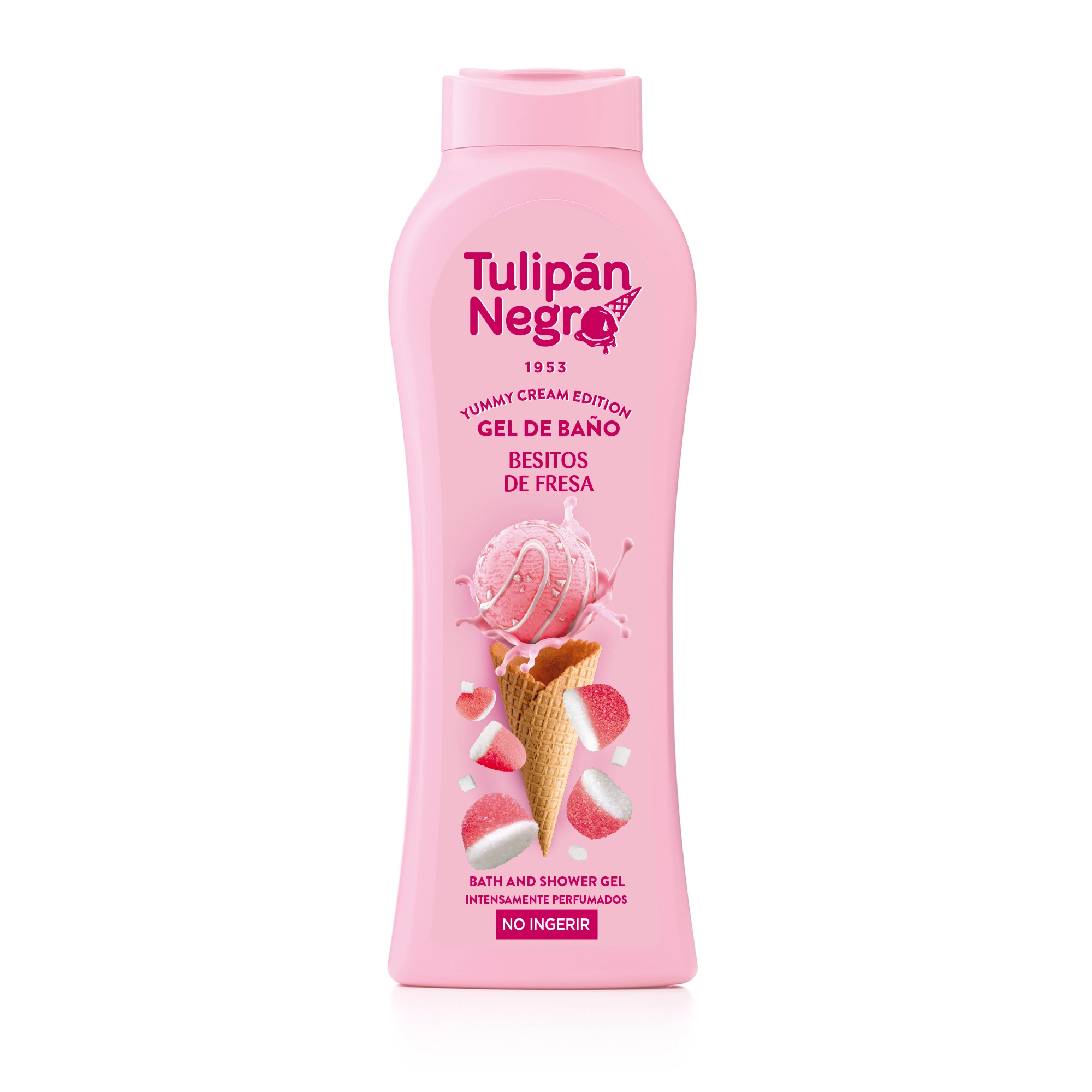 Гель для ванны и душа с ароматом сладкой клубники - Tulipan Negro Yummy Cream Edition Strawberry Kisses Bath And Shower Gel, 650 мл - фото N1
