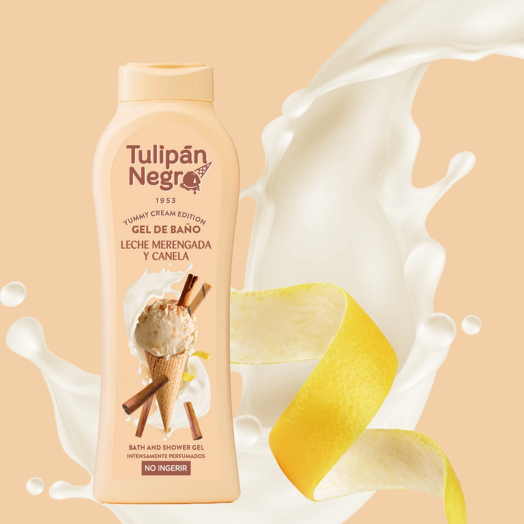 Гель для ванны и душа "Мороженное с корицей" - Tulipan Negro Yummy Cream Edition Milk Meringue & Cinnamon Bath And Shower Gel, 650 мл - фото N2