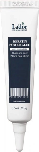 Кератинова сироватка з колагеном для сухого, пошкодженого волосся та посічених кінчиків - La'dor Keratin Power Glue, 15 г - фото N1
