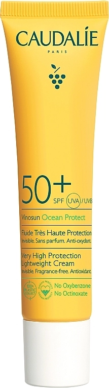 Легкий сонцезахисний крем для обличчя - Caudalie Vinosun Protect Very High Lightweight Cream SPF 50+, 40 мл - фото N1