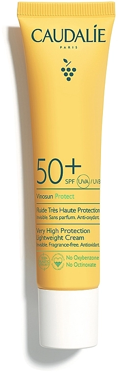 Легкий сонцезахисний крем для обличчя - Caudalie Vinosun Protect Very High Lightweight Cream SPF 50+, 40 мл - фото N2