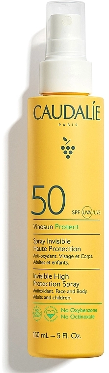 Сонцезахисний спрей для обличчя та тіла - Caudalie Vinosun Protect Spray Invisible SPF50, 150 мл - фото N1