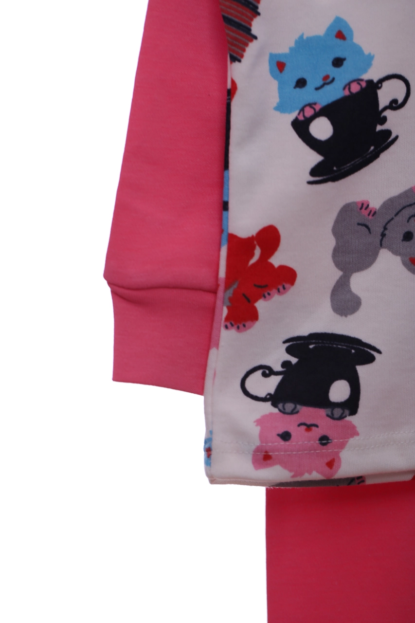 Cit Cit Kids Пижама трикотажная с Кошечками розовая, 110 - фото N3