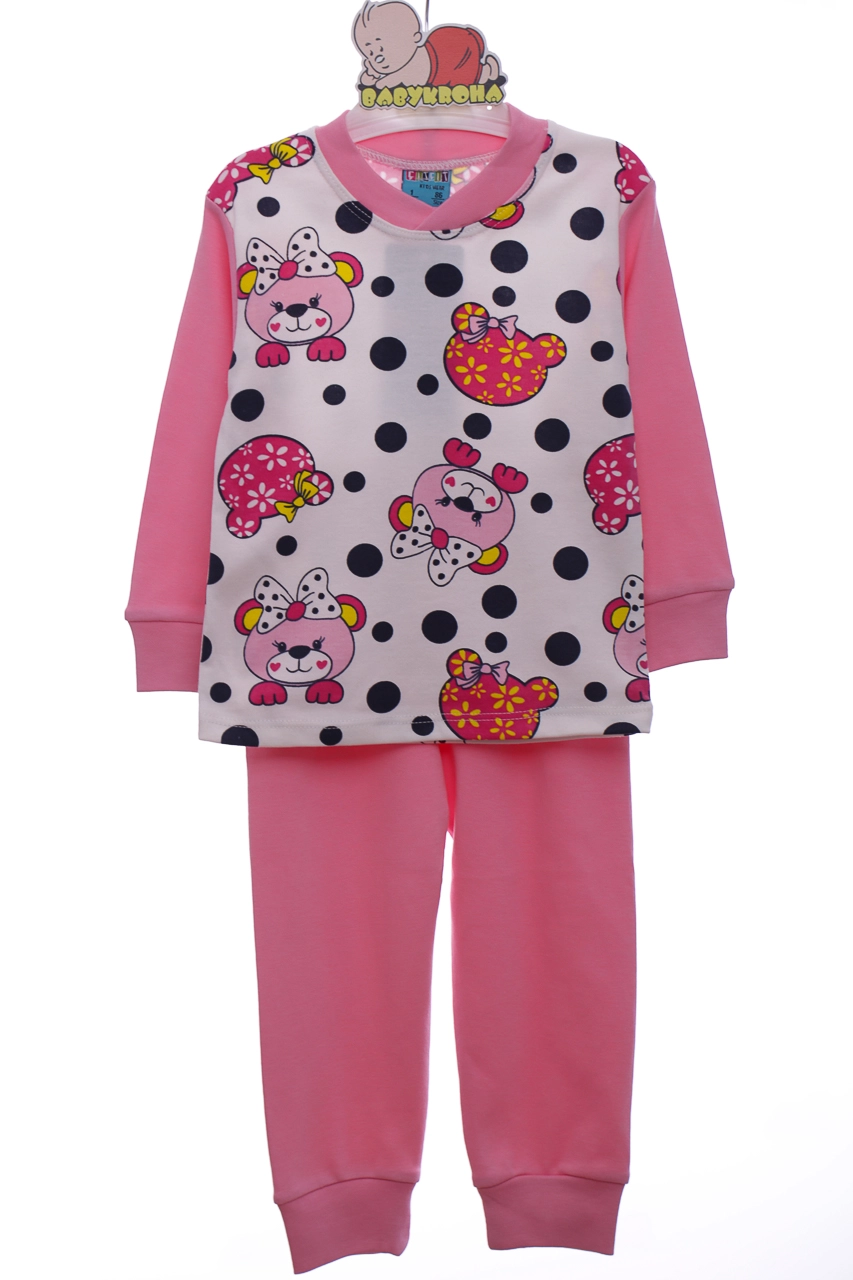 Cit Cit Kids Пижама трикотажная в горох светло розовая, 104 - фото N1