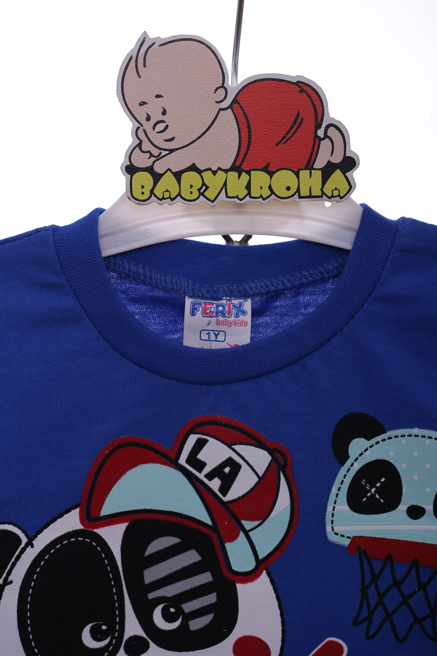 Baby Kids Шорти з футболкою трикотажні Ferix Пандочка сині, 86 - фото N2