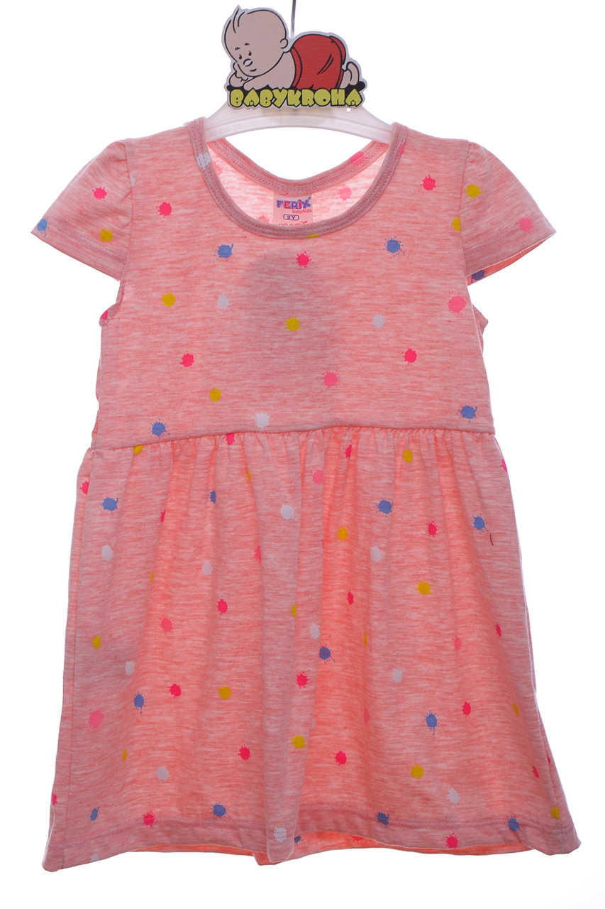 Ferix baby Платье трикотажное Ferix в Кляксочку персиковое, 104 - фото N1