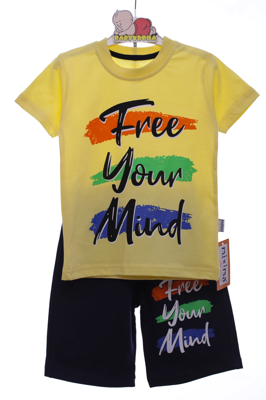 Mixima Kids Шорти з футболкою трикотажні Mixima "Літо" жовті, 104 - фото N1
