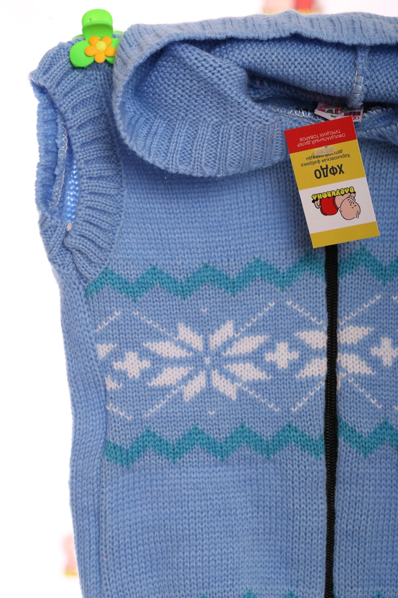 BABYKROHA В'язана жилетка для хлопчика сніжинка блакитна MiniPapi, 110 - фото N2