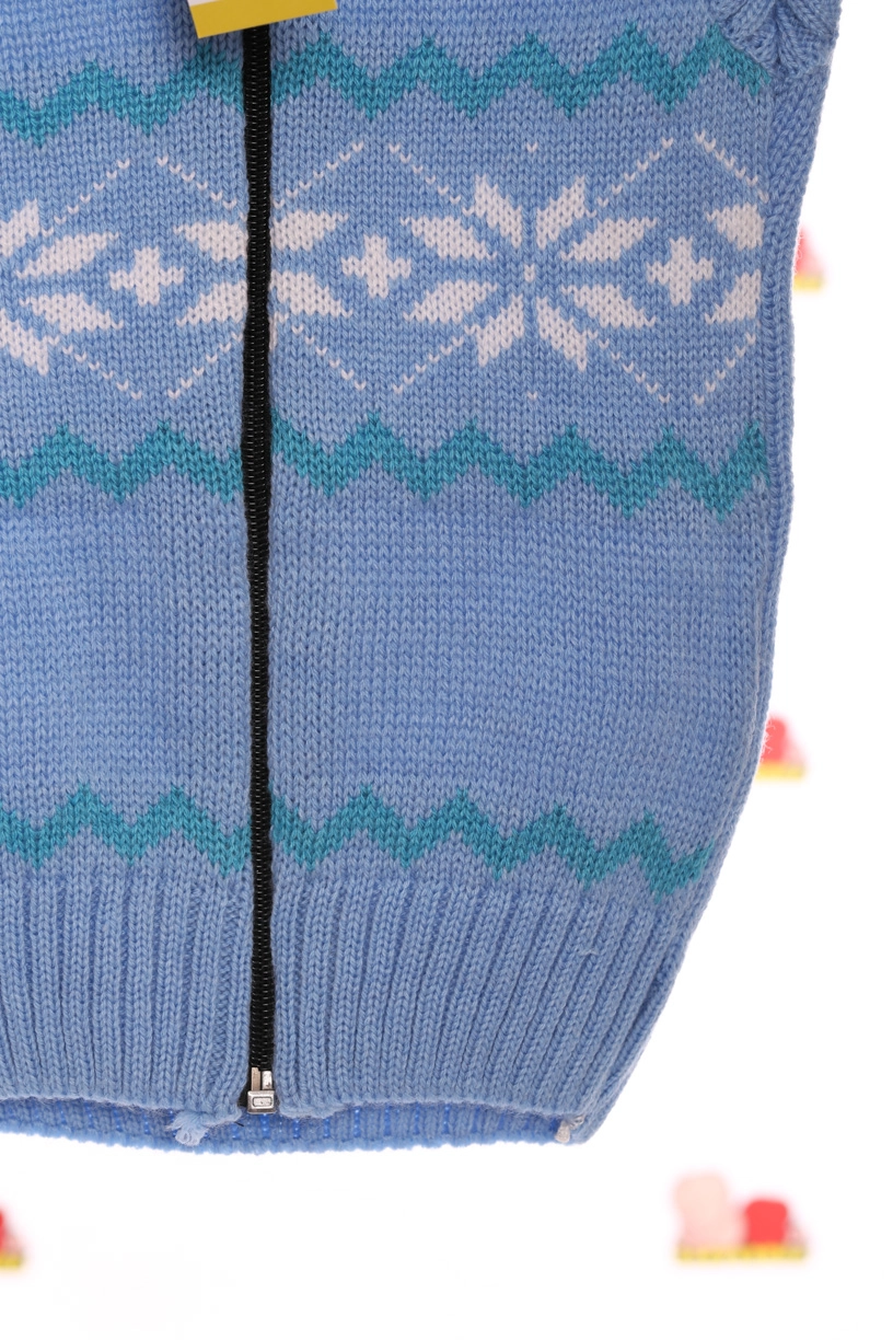 BABYKROHA В'язана жилетка для хлопчика сніжинка блакитна MiniPapi, 110 - фото N3