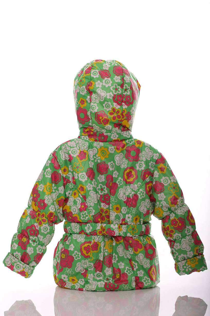 BABYKROHA Куртка на флісі для дівчинки Babykroha з квітами Під гумку зелена, 116 - фото N2