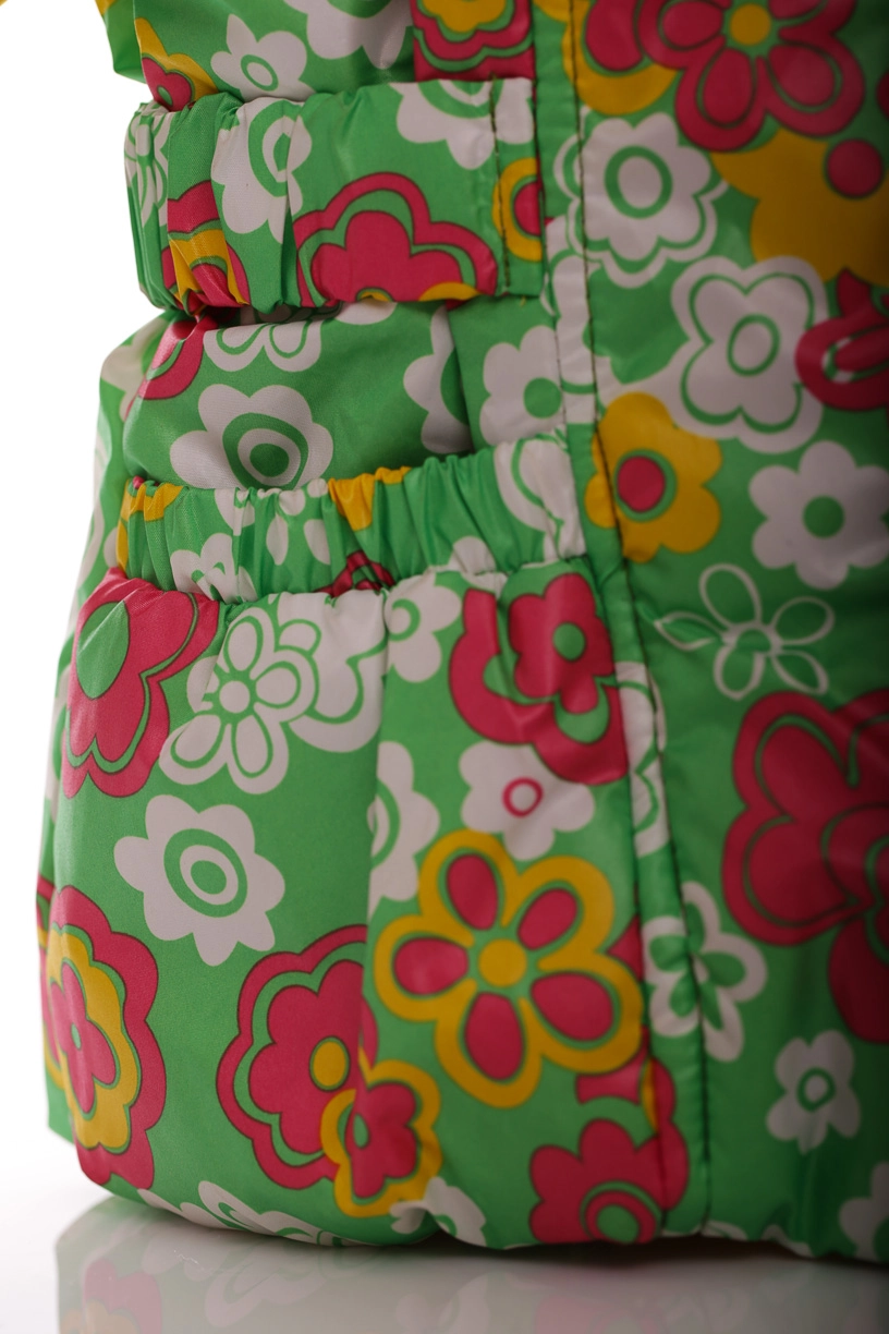 BABYKROHA Куртка на флісі для дівчинки Babykroha з квітами Під гумку зелена, 116 - фото N3