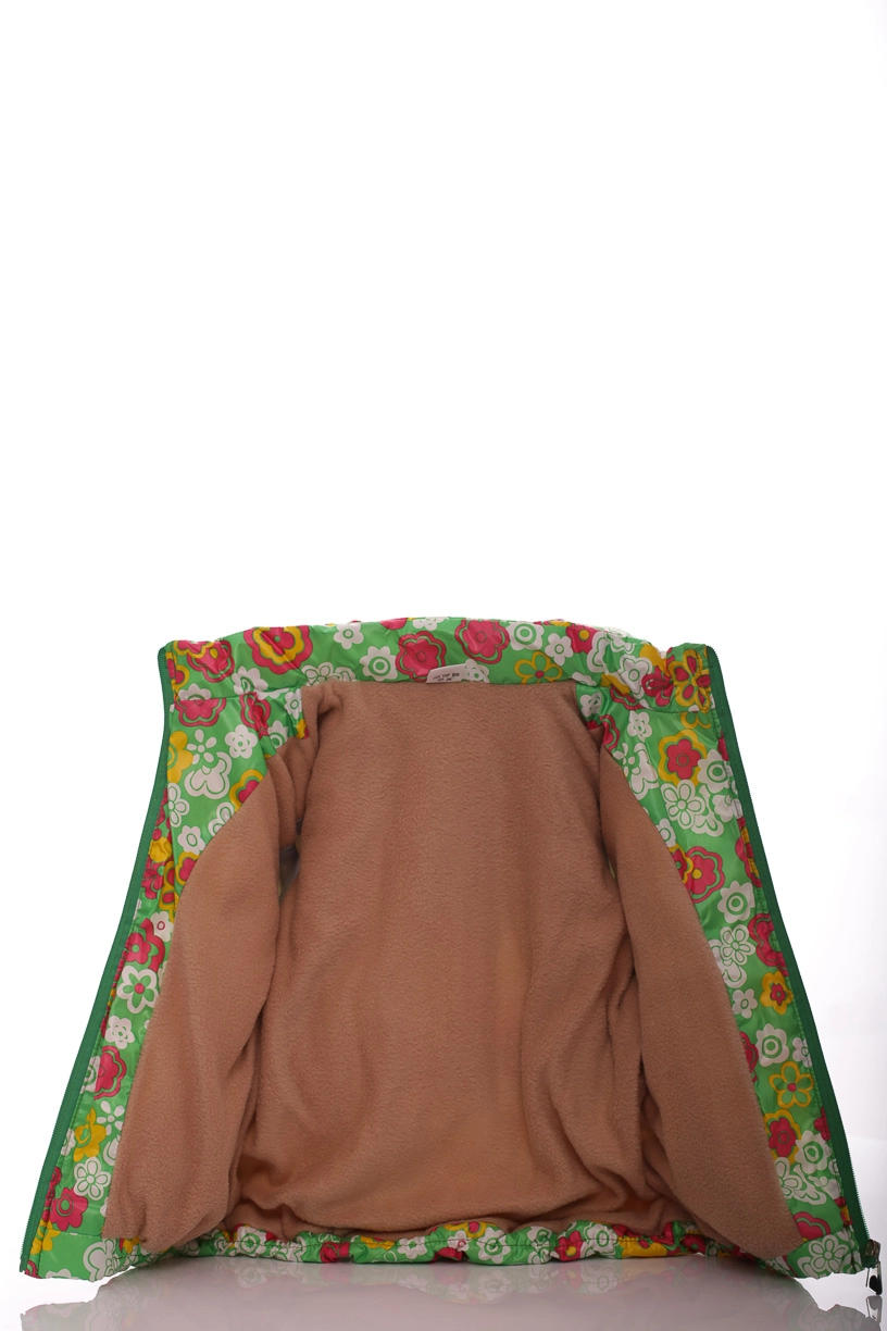 BABYKROHA Куртка на флісі для дівчинки Babykroha з квітами Під гумку зелена, 116 - фото N5
