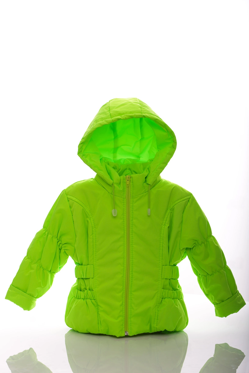 BABYKROHA Куртка для девочки на флисе Babykroha Под Резинку ярко салатовая, 104 - фото N1