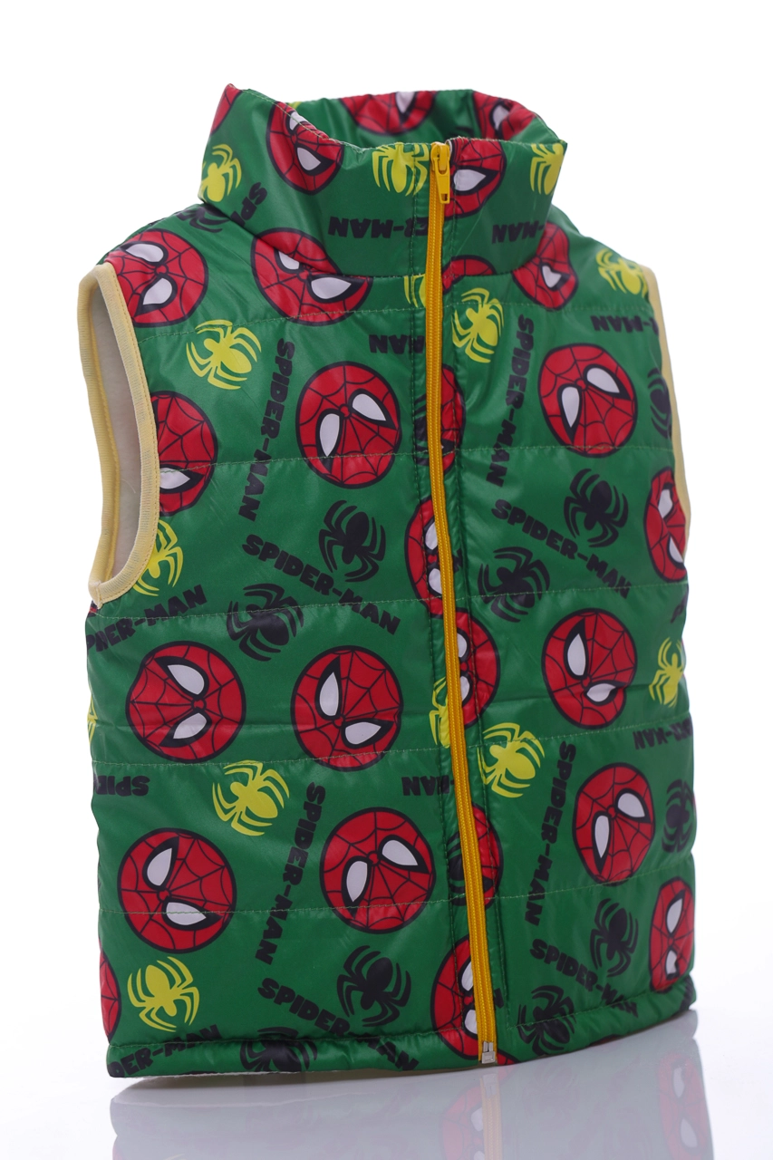 BABYKROHA Жилетка для мальчика на флисе Babykroha с принтом Spider Man зелёная , 104 - фото N1