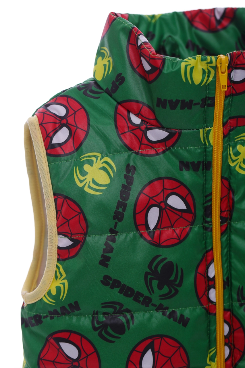 BABYKROHA Жилетка для мальчика на флисе Babykroha с принтом Spider Man зелёная , 104 - фото N4