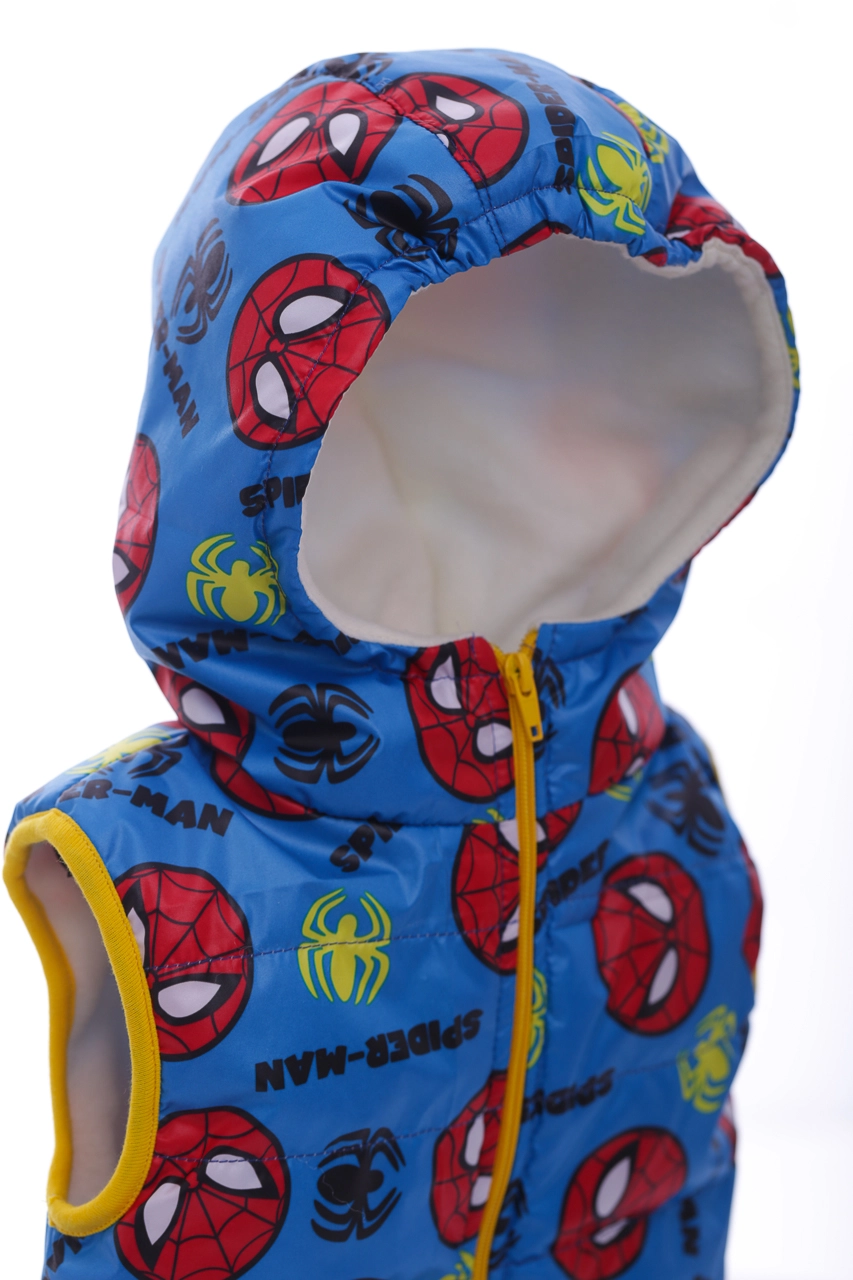 BABYKROHA Жилетка для мальчика на флисе Babykroha с капюшоном Spider Man бирюзовая, 92 - фото N2