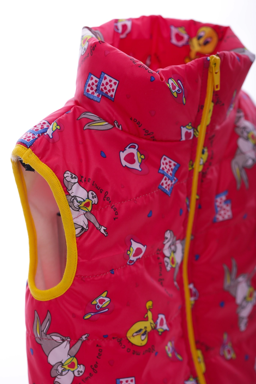 BABYKROHA Жилетка для девочки на флисе Babykroha с принтом Твитти малиновая, 92 - фото N2