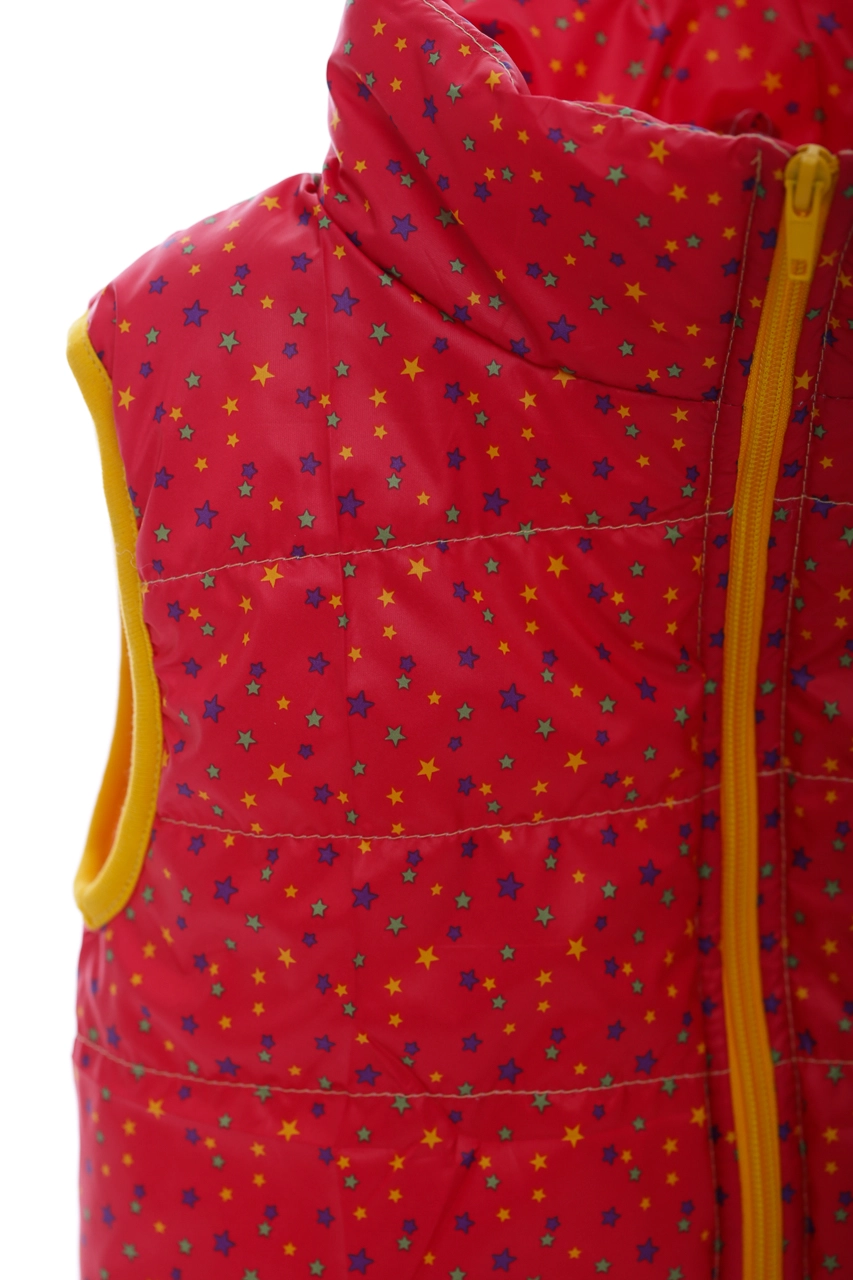 BABYKROHA Жилетка для дівчинки на флісі Babykroha у дрібну зірочку червона, 110 - фото N4