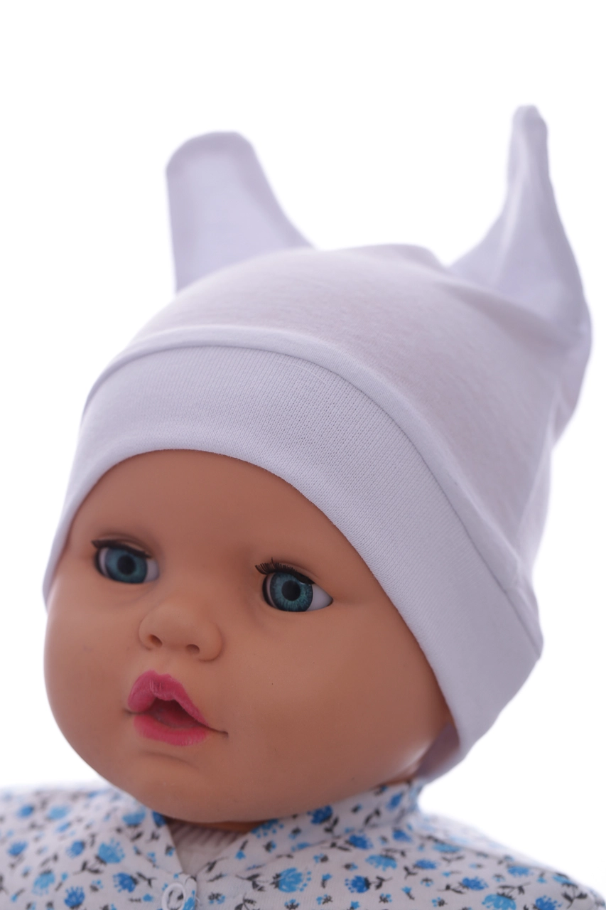 BABYKROHA Шапка с ушками кулир Babykroha белый, 6м+ - фото N1