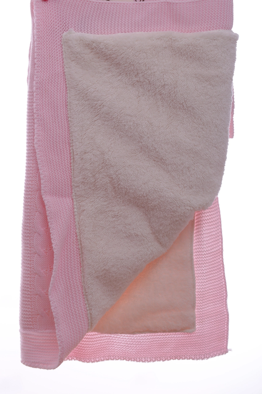 Recos Baby Плед вязаный на травке Мишка 100*85 см светло-розовый - фото N2