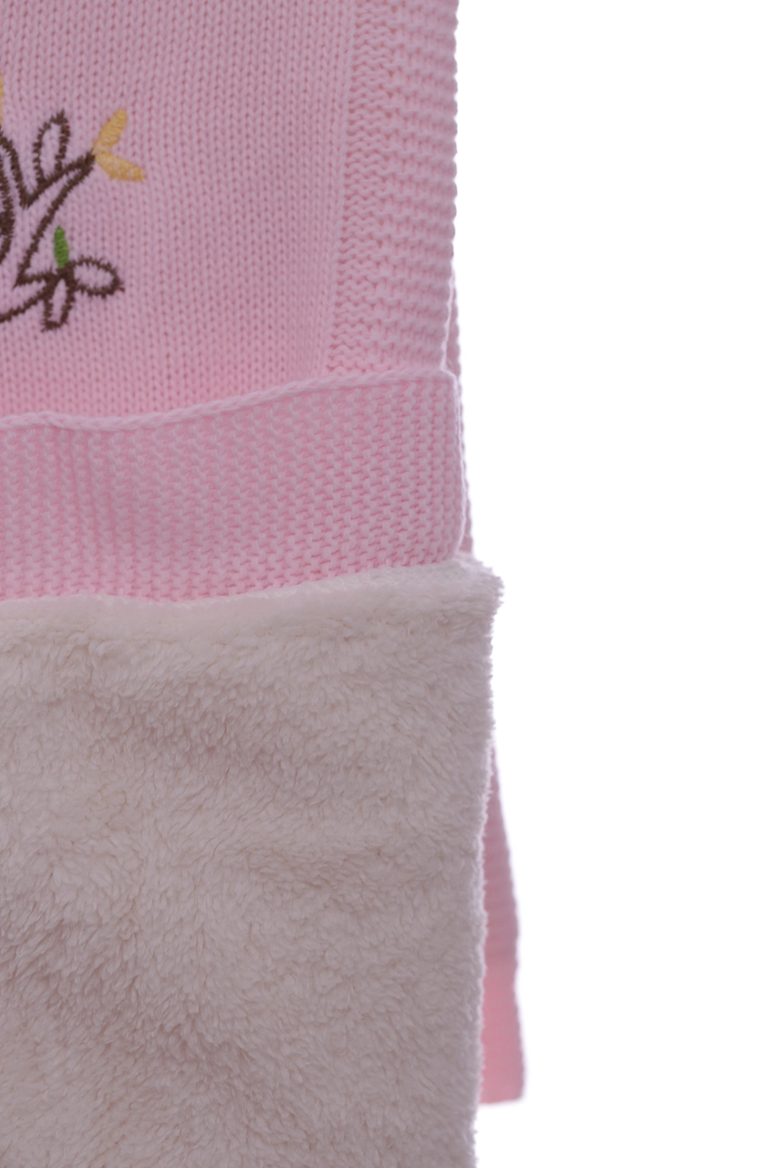 Recos Baby Плед вязаный на травке Мишка 100*85 см светло-розовый - фото N3