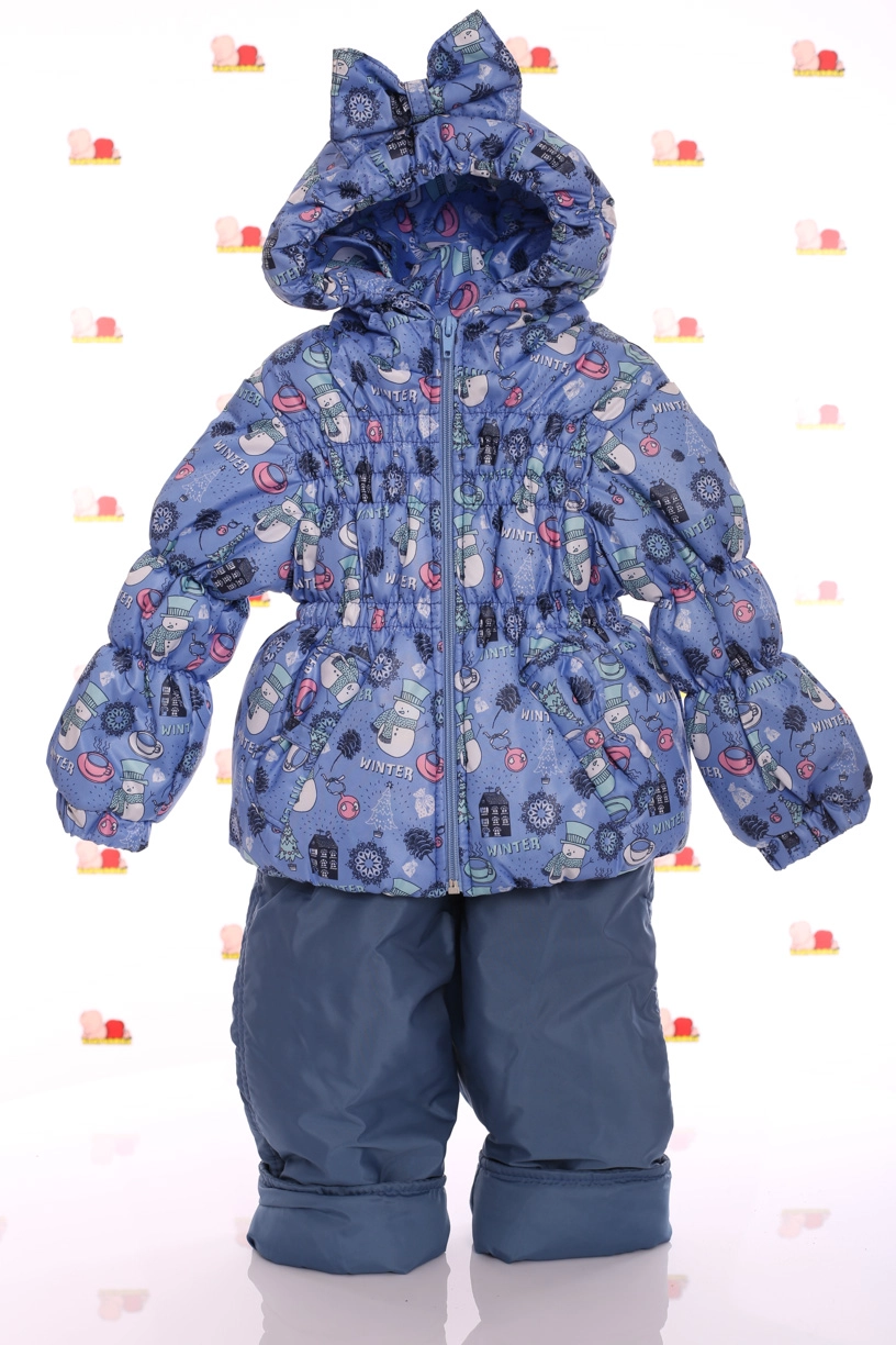 BABYKROHA Комбінезон на флісі для дівчинки Babykroha зі сніговичками Нуль Кроха синій, 86 - фото N1