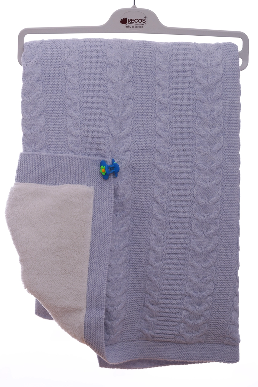 Recos Baby Плед в'язаний на травичці кіски 100 * 85 см блакитний - фото N1
