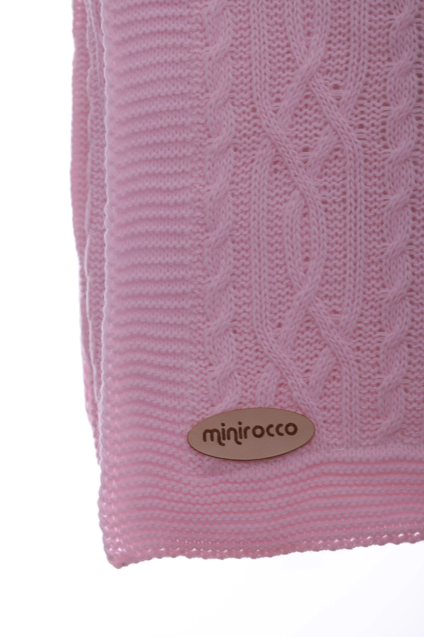 Mini rocco Плед в'язаний на травичці Однотонний 90 * 85 см рожевий - фото N2