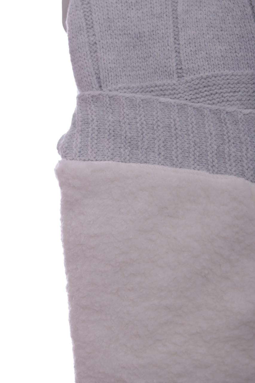 Recos Baby Плед вязаный с шапкой Снеговик 100*90 см светло-серый - фото N3