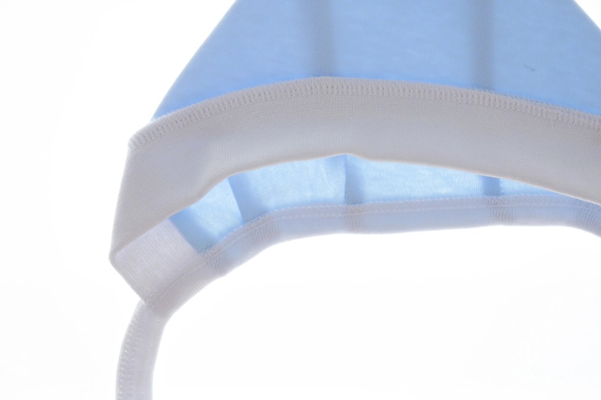 BABYKROHA Чепчик на завязках для мальчика интерлок Babykroha голубой , 3м+ - фото N2