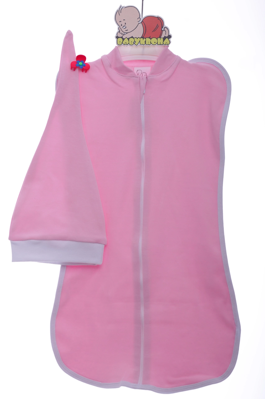 BABYKROHA Евро-пеленка для девочки с шапкой интерлок Babykroha розовый, 56 - фото N1