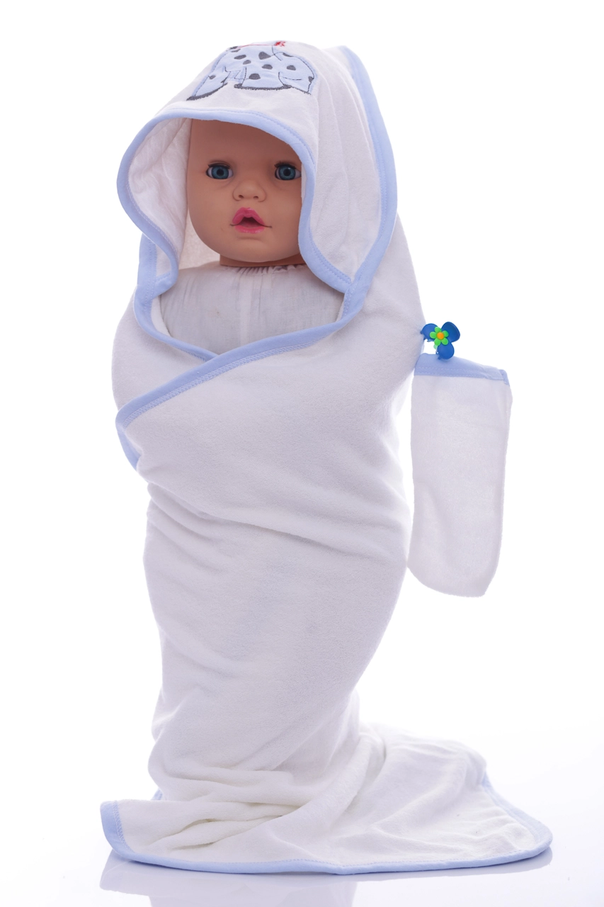 Puken Baby Полотенце махра с рукавичкой "В" 80*75 см, 0м+ - фото N1