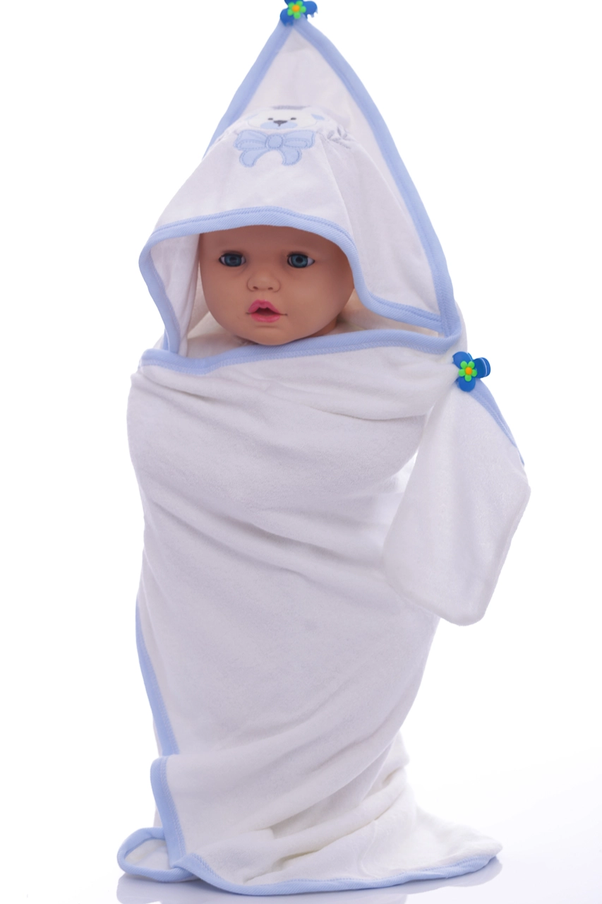 Puken Baby Полотенце махра с рукавичкой Мишка 80*75 см, 0м+ - фото N1