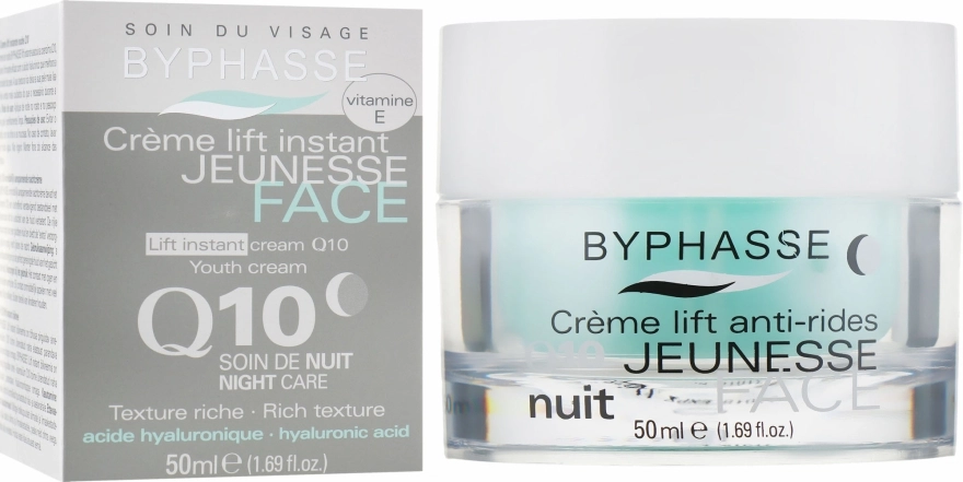 Crème de nuit Q10 Acide hyaluronique Vitamine E Byphasse 60ml